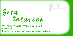 zita kolarics business card